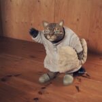 「眠いから先に寝るねー」パジャマ姿でおやすみの挨拶をする猫の木彫作品、その造形に込められた作家の切ない思いとは？(ブログ)