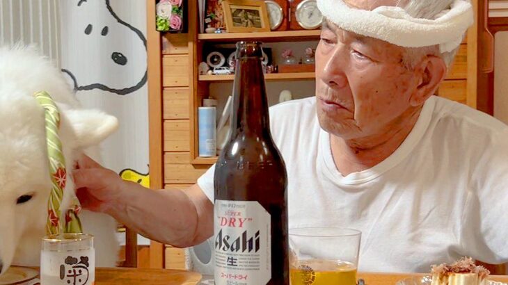 おじいちゃんが『居酒屋さん』になった結果→２匹の犬と一緒に…思った以上の光景が12万表示「はちまき似合いすぎてる」「いろんな和がある」(ブログ)