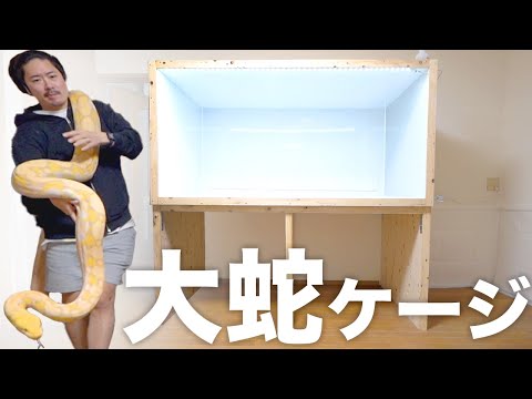 飼ってる巨大ニシキヘビのための巨大ケージを作る(YouTube)