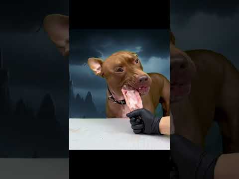 牛の骨を余裕で噛み砕くピットブル(YouTube)