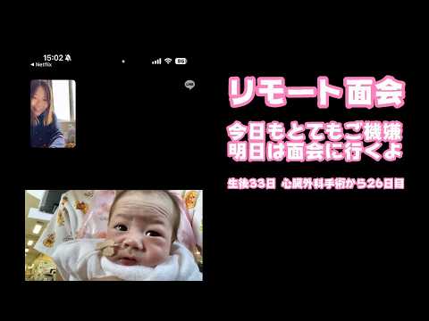 リモート面会でした  明日は会いに行きますよ～  生後33日  心臓外科手術から26日目　2026 02 15 2(YouTube)
